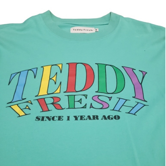SOLD*****Teddy Fresh T Shirt Mens Medium Teal Short Sleeve Crew Neck M - Picture 3 of 4
